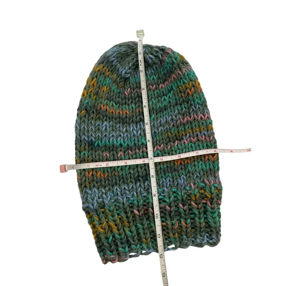 Multicolor Hand Knit Chunky Knit Cuffed Beanie / Hat, OS